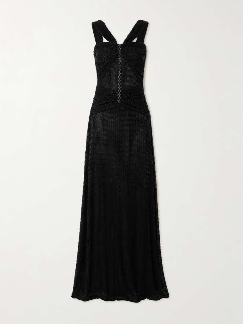 Self-Portrait Embellished Gathered Stretch-tulle Gown - UK 16