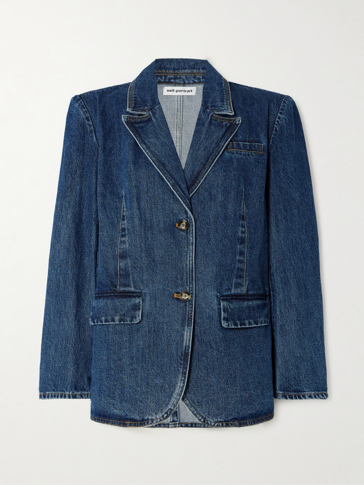 Self-portrait Denim Blazer In Blue