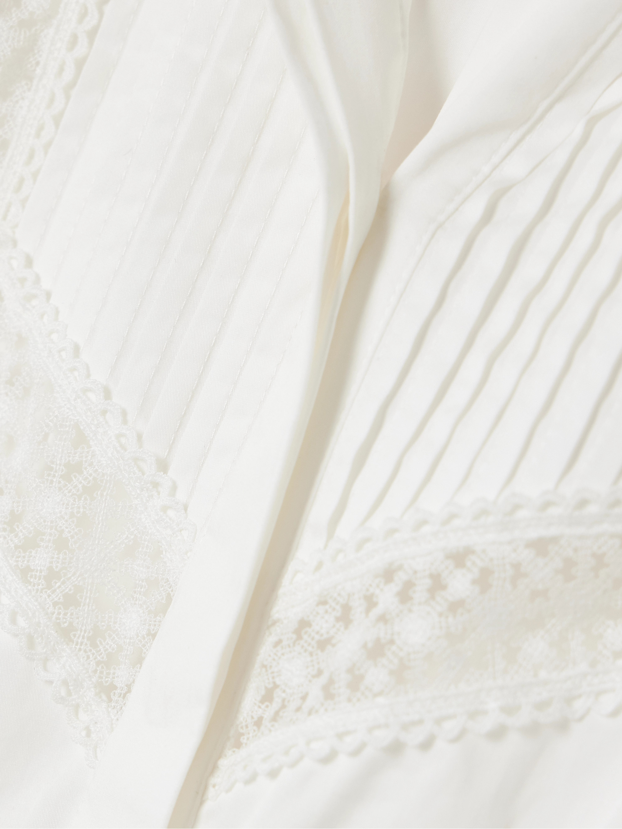 self-portrait Tiered pintucked lace-trimmed cotton-poplin maxi dress
