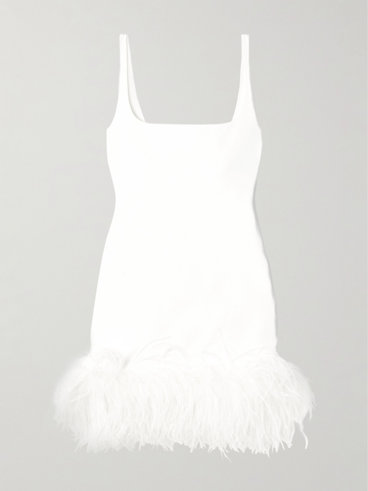 16arlington Sior Feather-trimmed Crepe Mini Dress In White