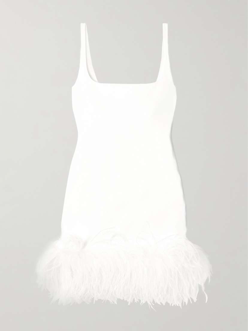 16ARLINGTON Sior Feather-trimmed Crepe Mini Dress
