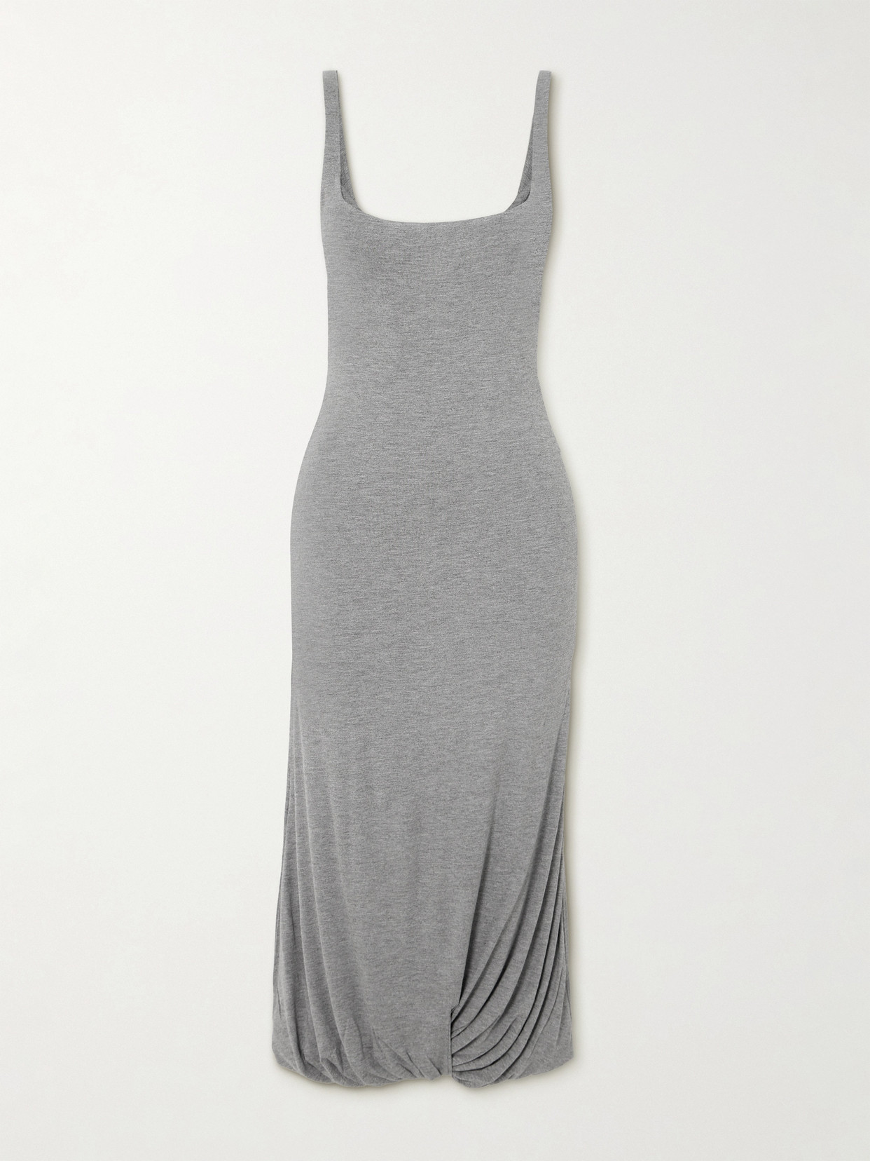 16arlington Sidd Gathered Jersey Midi Dress In Gray