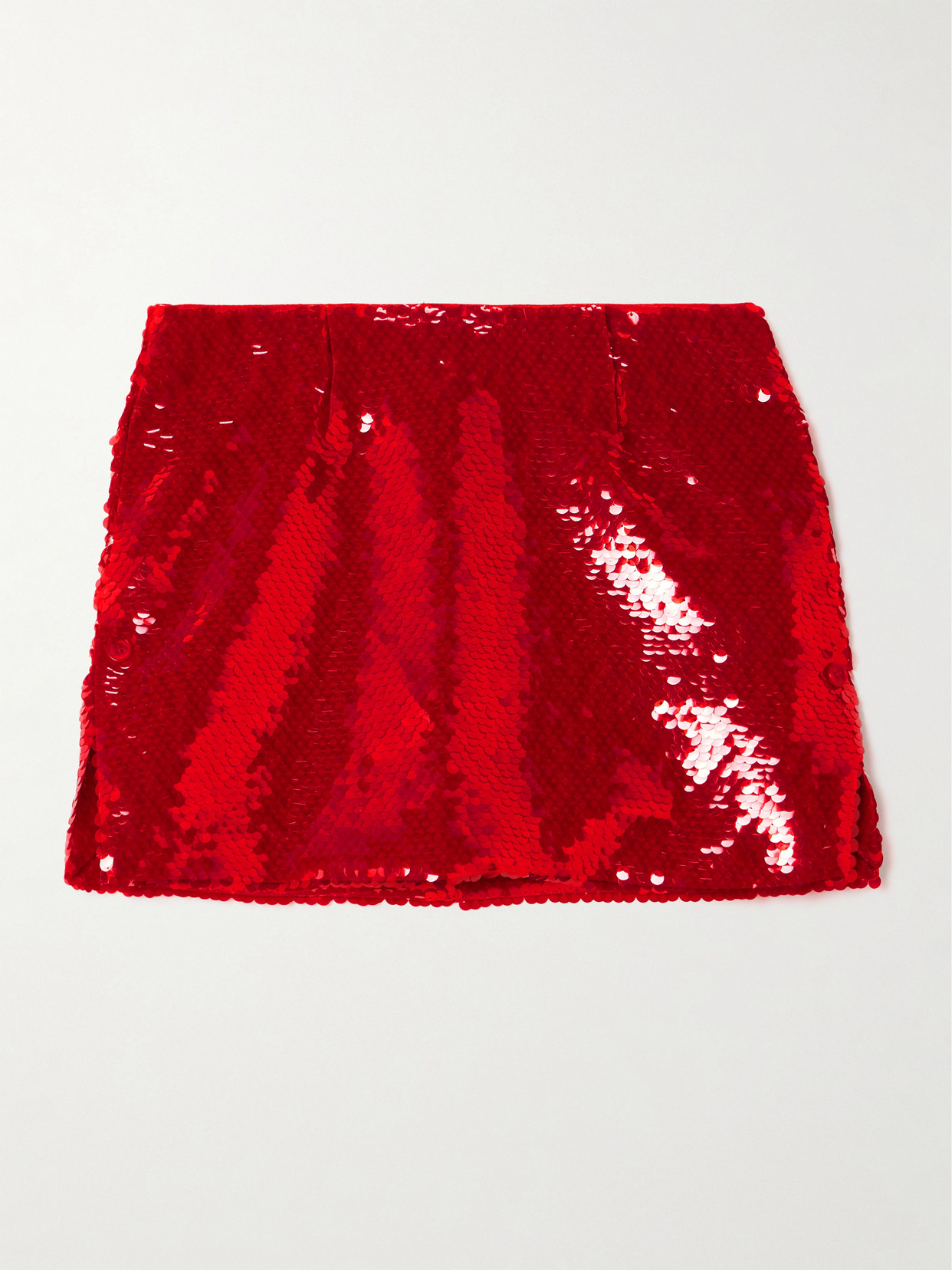 16arlington Quattro Sequined Satin-twill Mini Skirt In Red