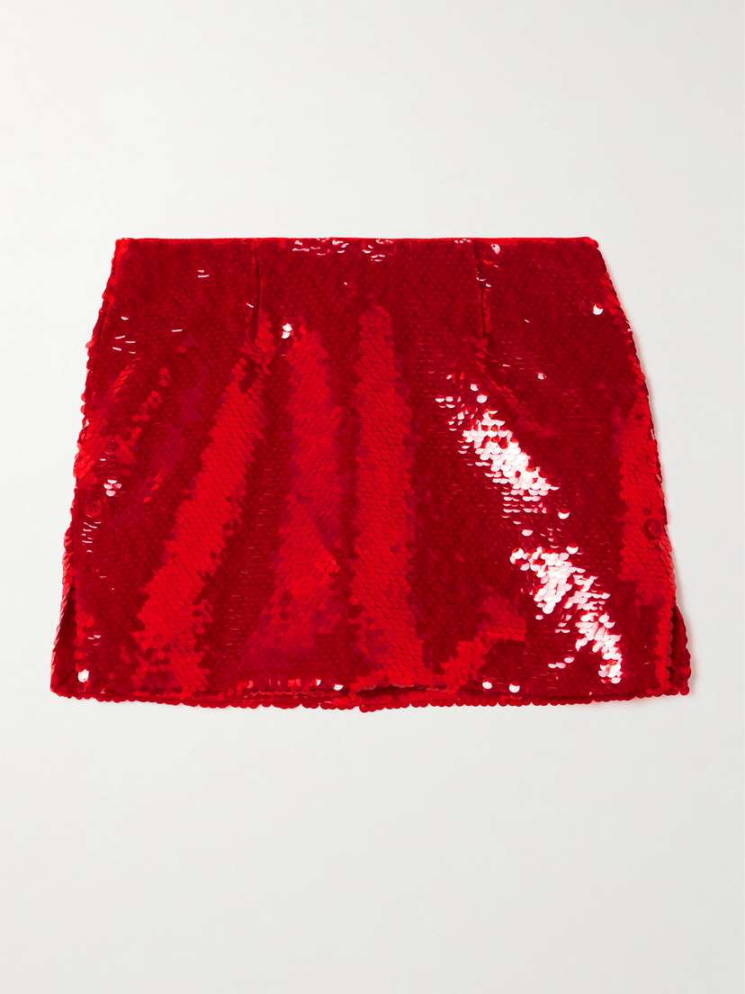 16Arlington Quattro Sequined Satin-twill Mini Skirt