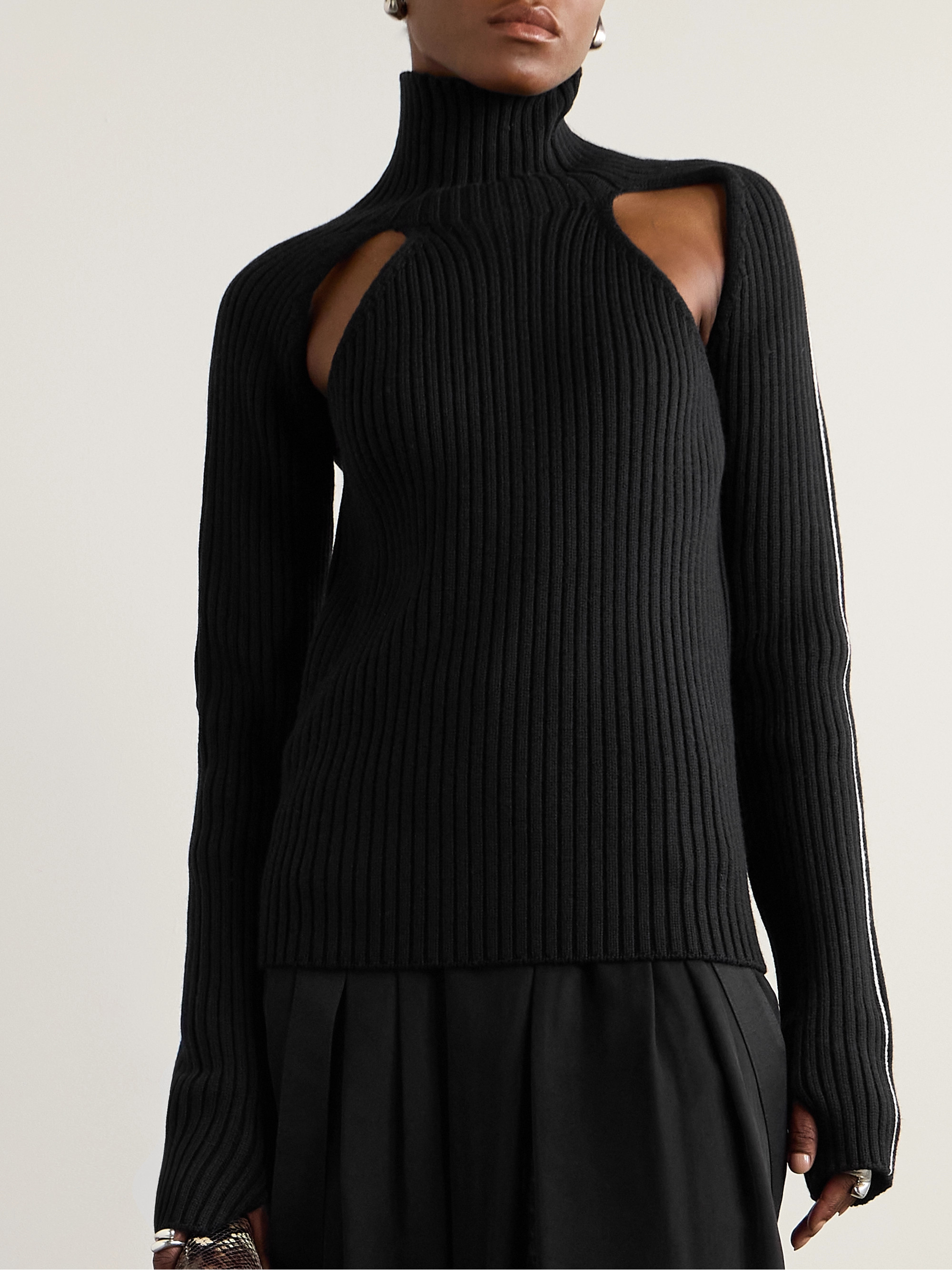 PETER DO Raglan cutout ribbed wool sweater