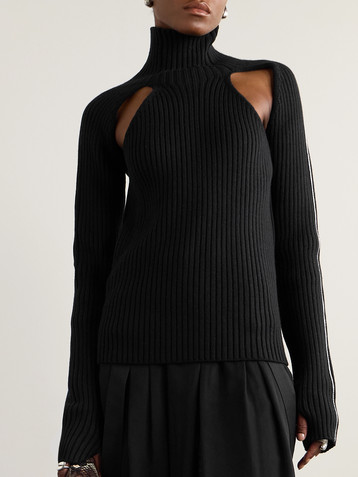 PETER DO Raglan cutout ribbed wool sweater