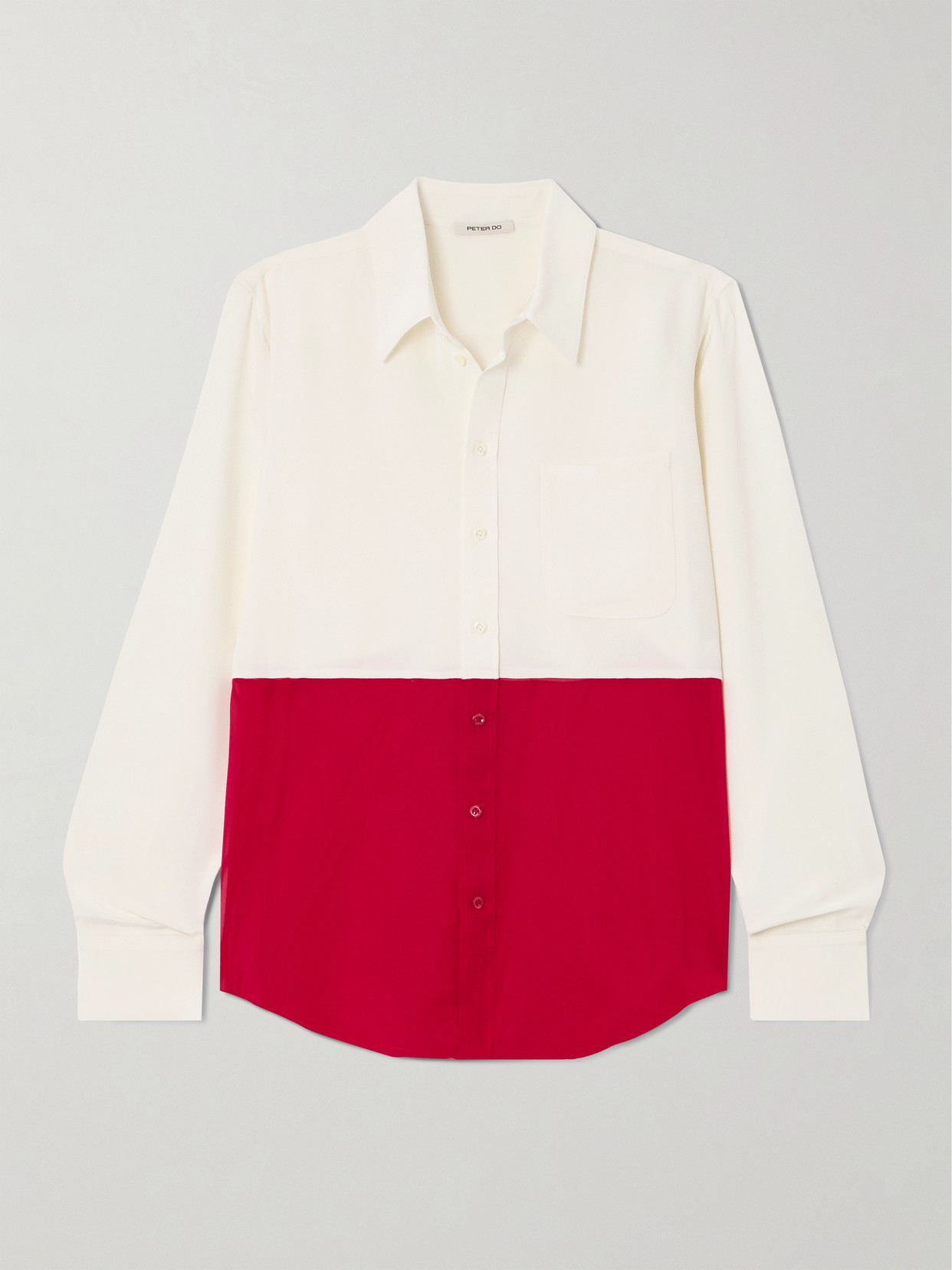 Peter Do Colour-block Silk Shirt In White
