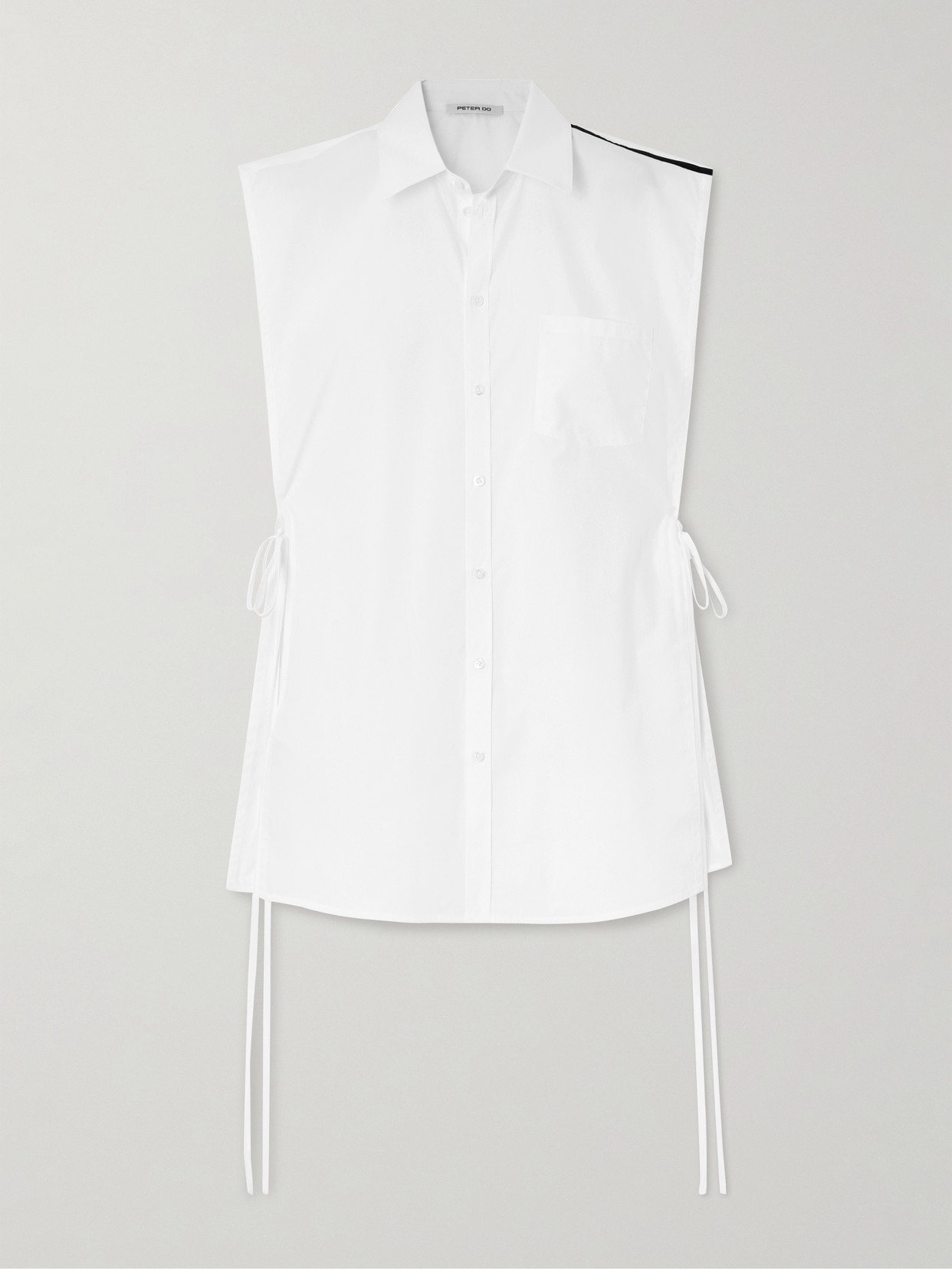 Peter Do Peter Tie-detailed Cotton-poplin Blouse In White