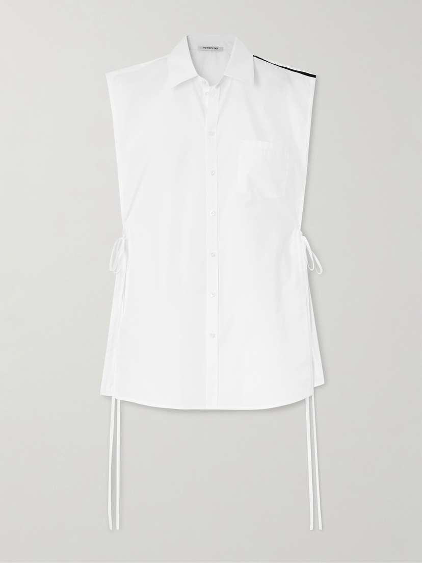 Peter Do Peter Tie-detailed Cotton-poplin Blouse