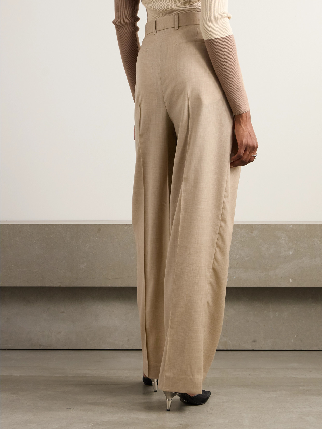 Peter Do Cutout Wool-blend Pants In Neutrals