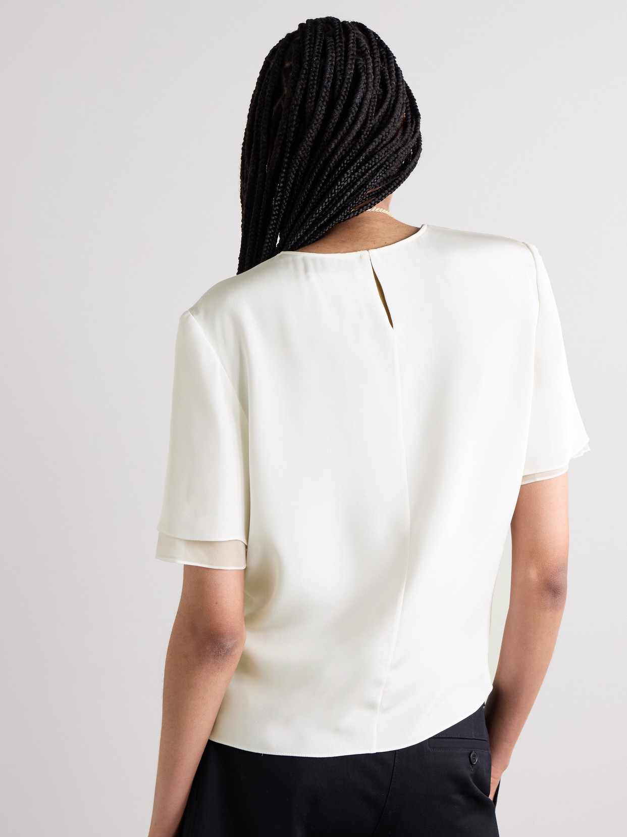 Peter Do Slash Silk And Chiffon T-shirt In White
