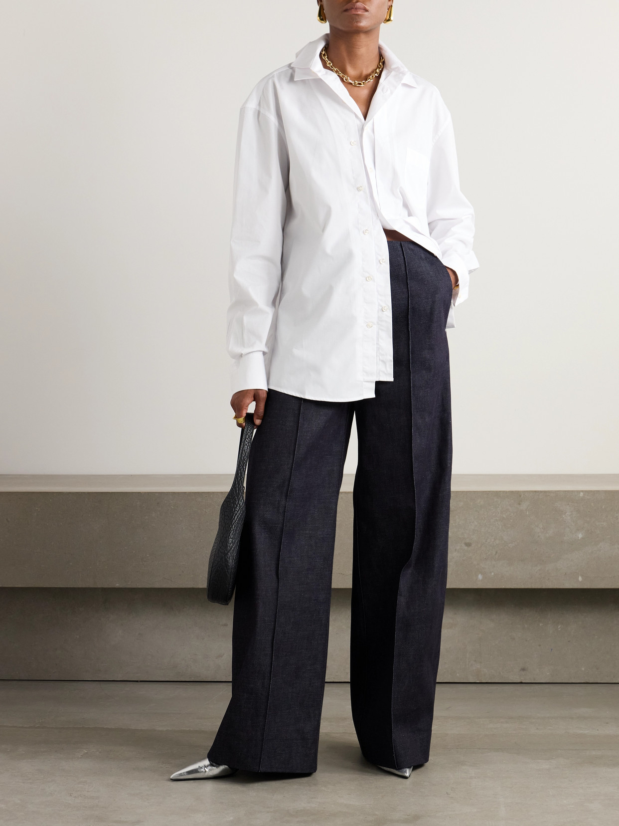 Peter Do Hollywood High-rise Wide-leg Jeans In Blue