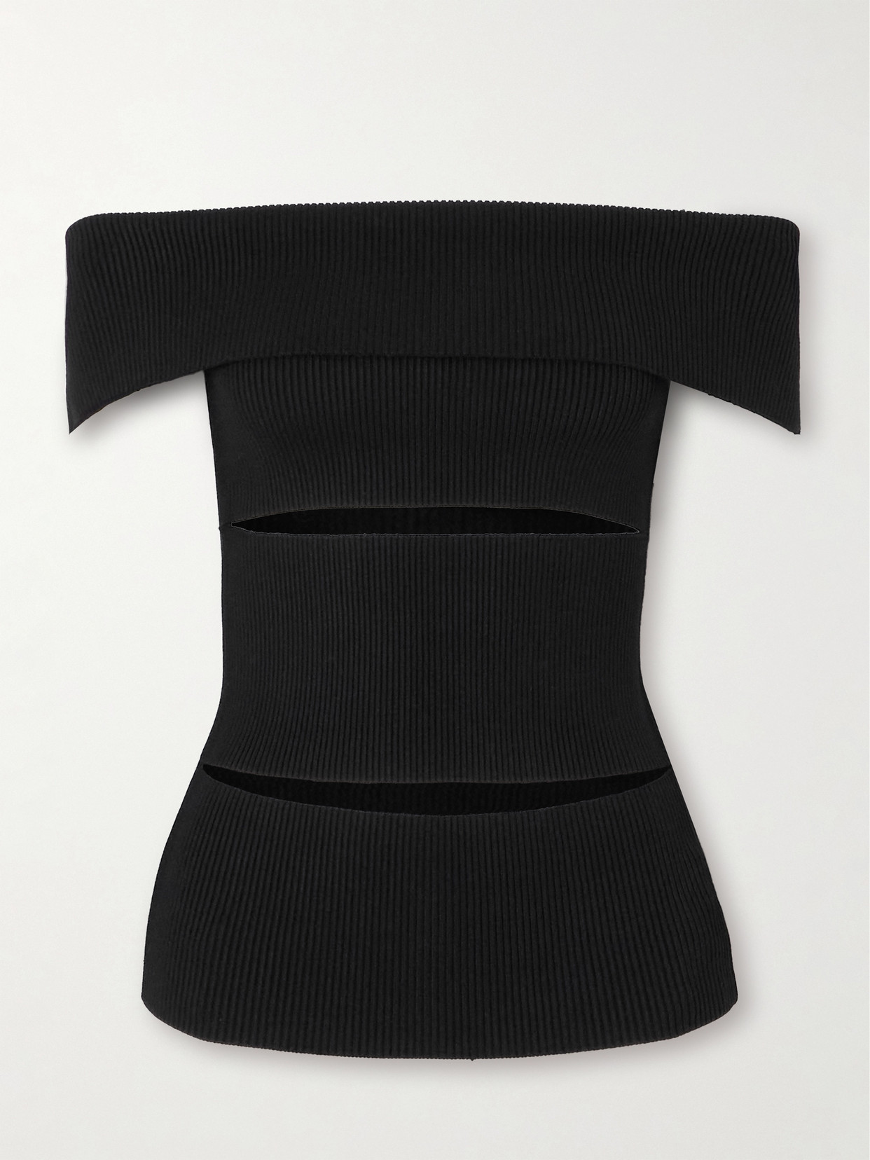 Peter Do Off-the-shoulder Cutout Ribbed-knit Top In Black