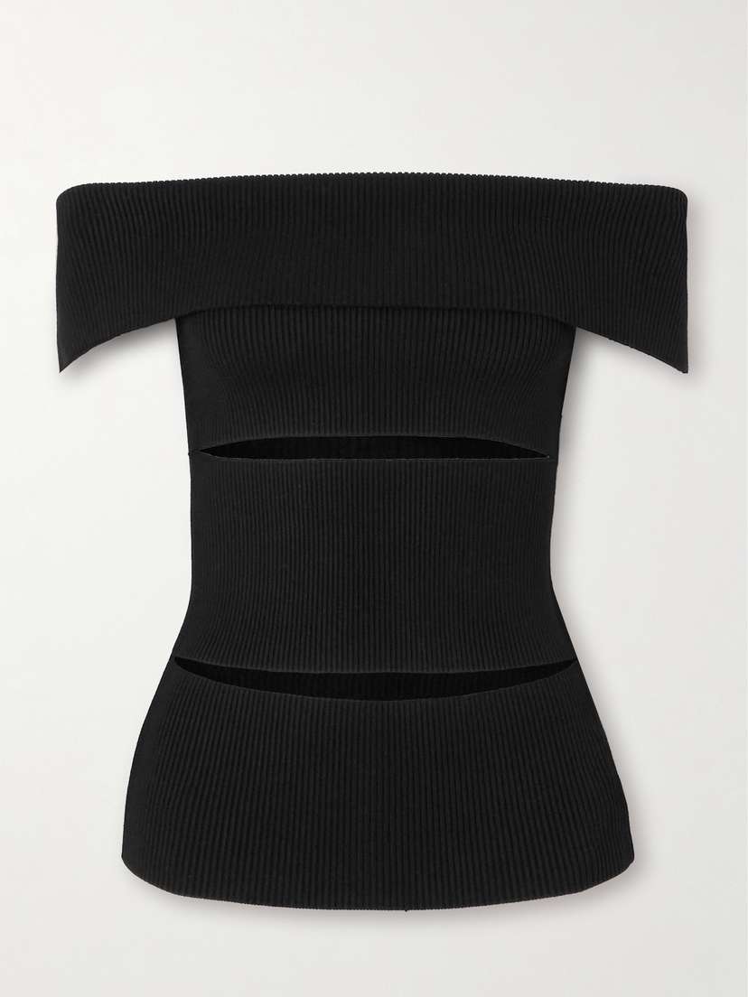 Peter Do Off-the-shoulder Cutout Ribbed-knit Top
