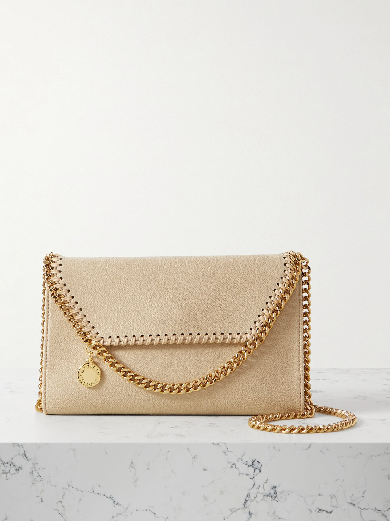 Stella McCartney - + Net Sustain The Falabella Mini Vegetarian Textured-leather Shoulder Bag - Off-white