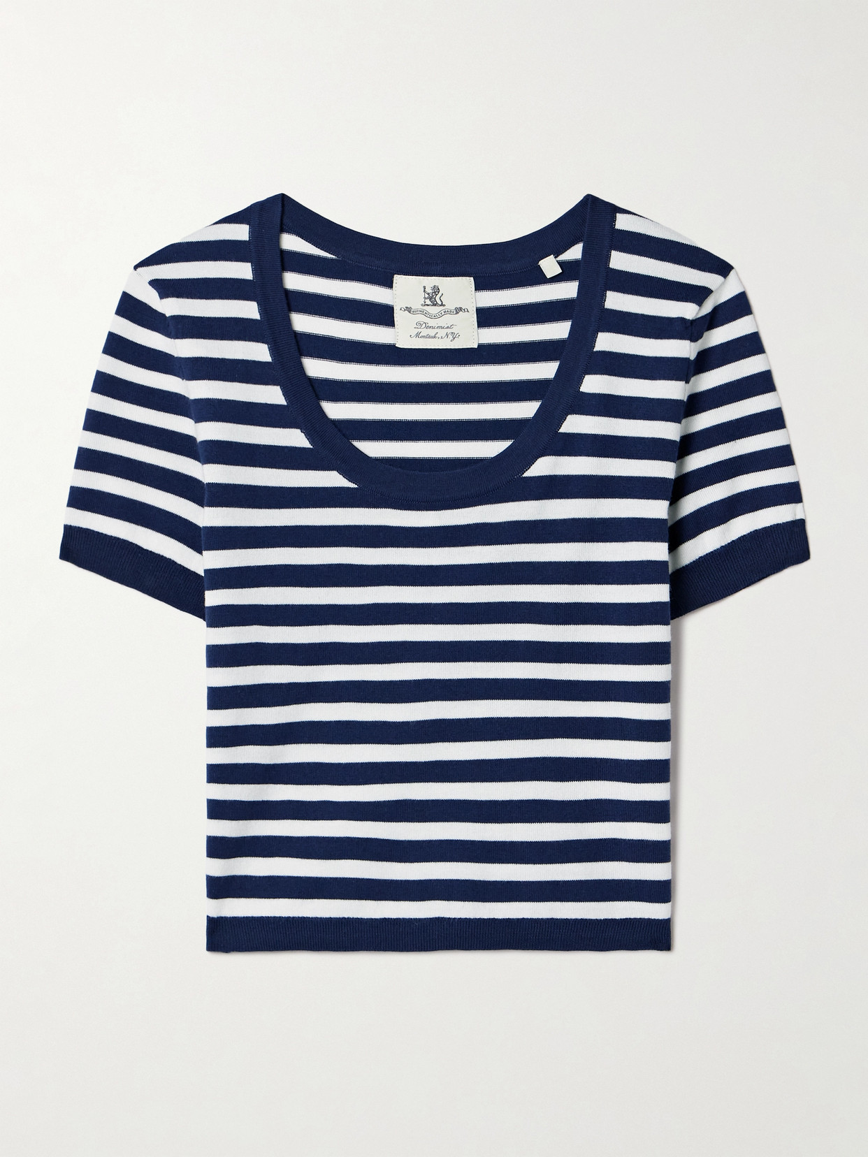 Denimist Cropped Striped Recycled Stretch-knit Sweater In Blue