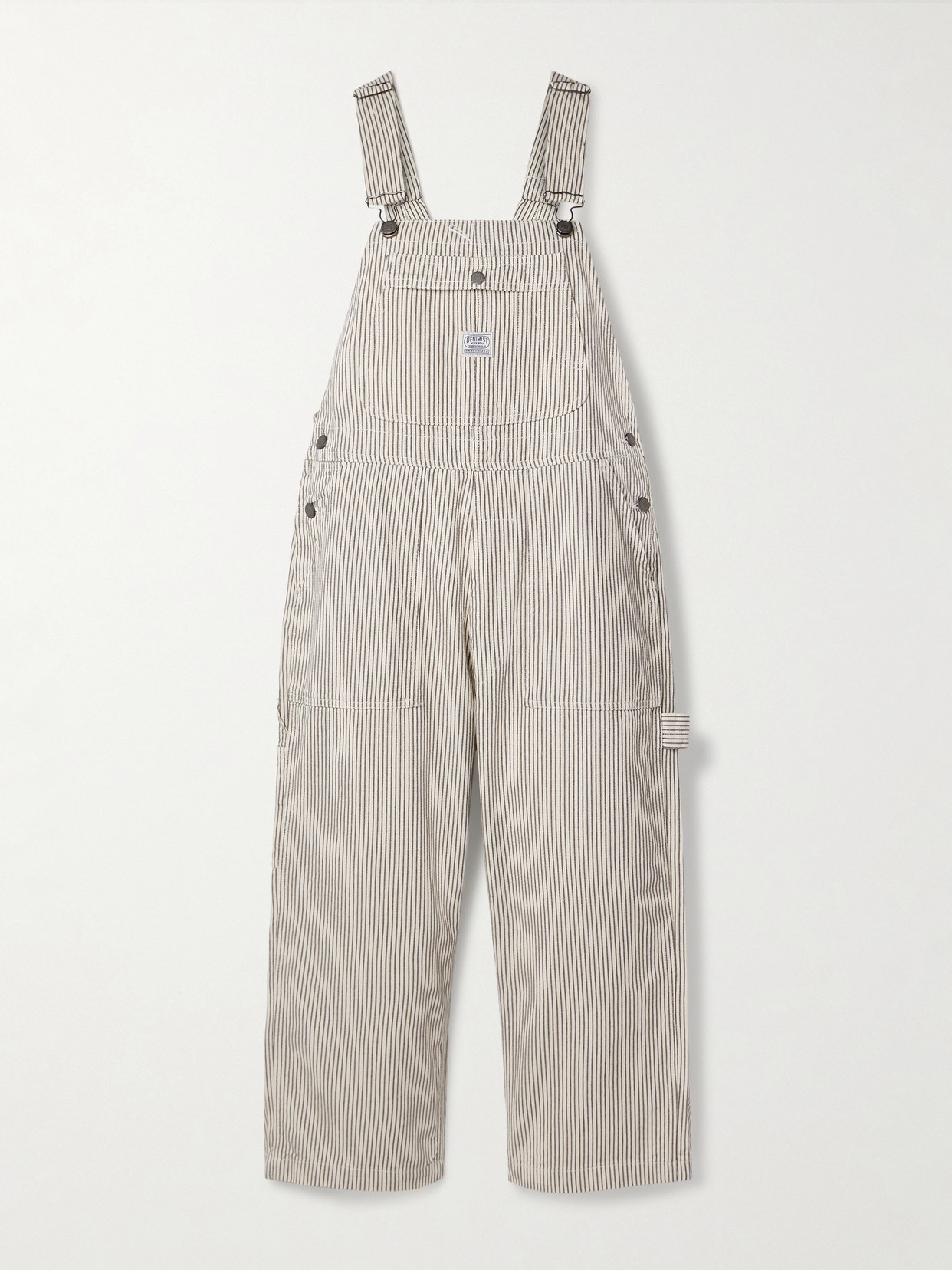 Denimist Striped Denim Dungarees In Grey