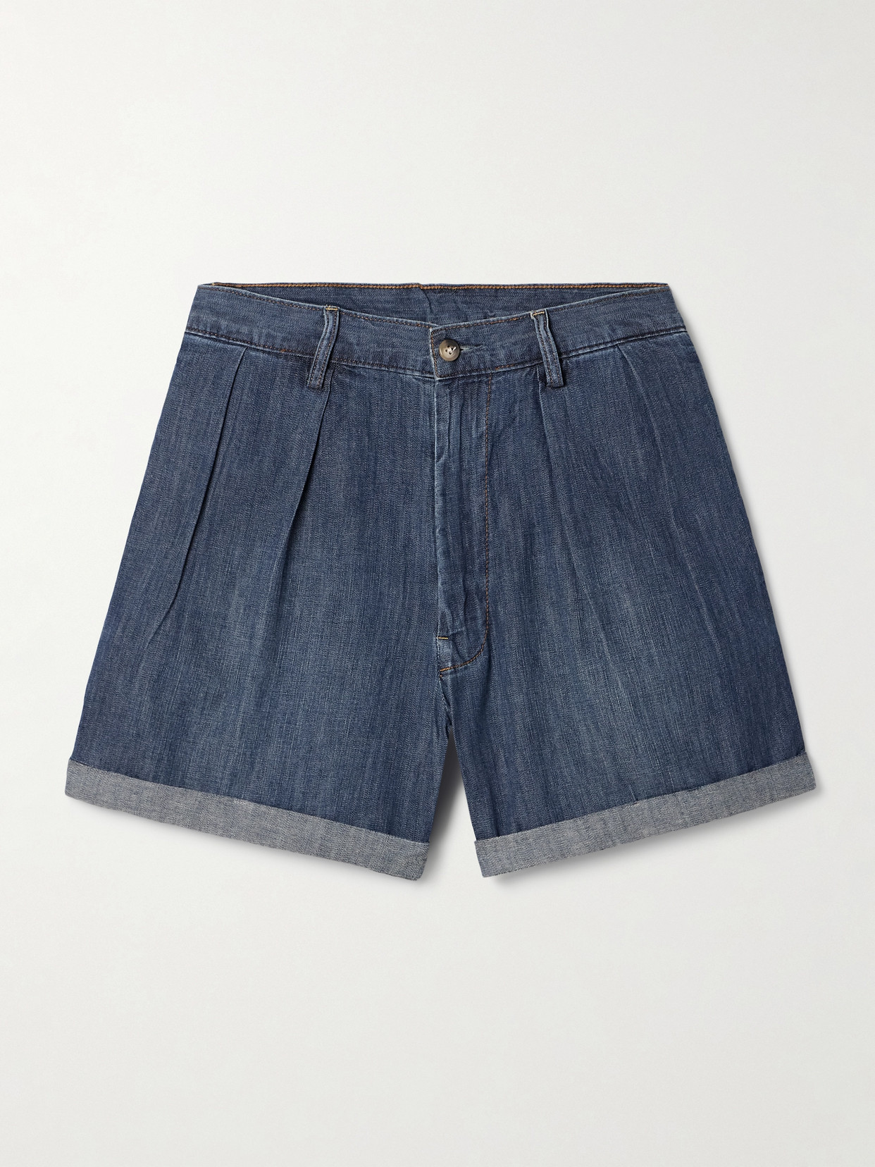 Denimist Blair Pleated Denim Shorts In Blue