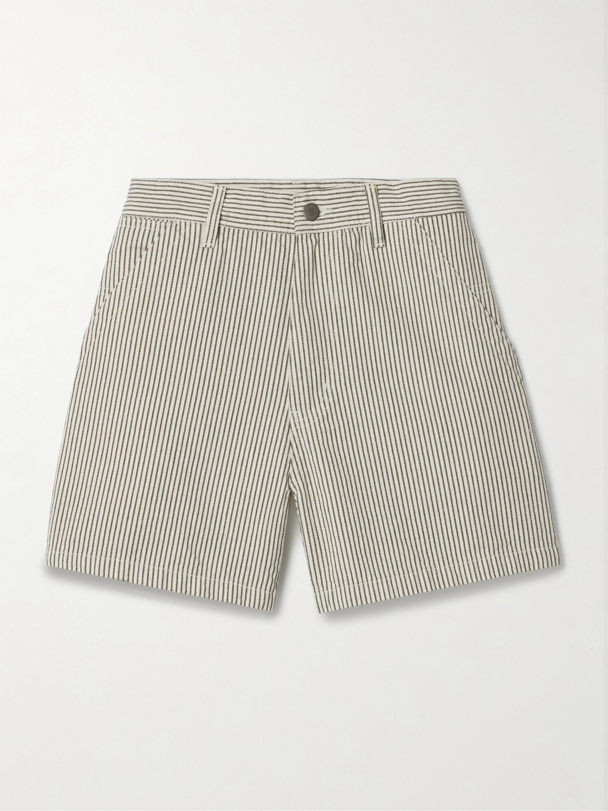 Denimist - Carpenter Striped Cotton-piqué Shorts - Gray