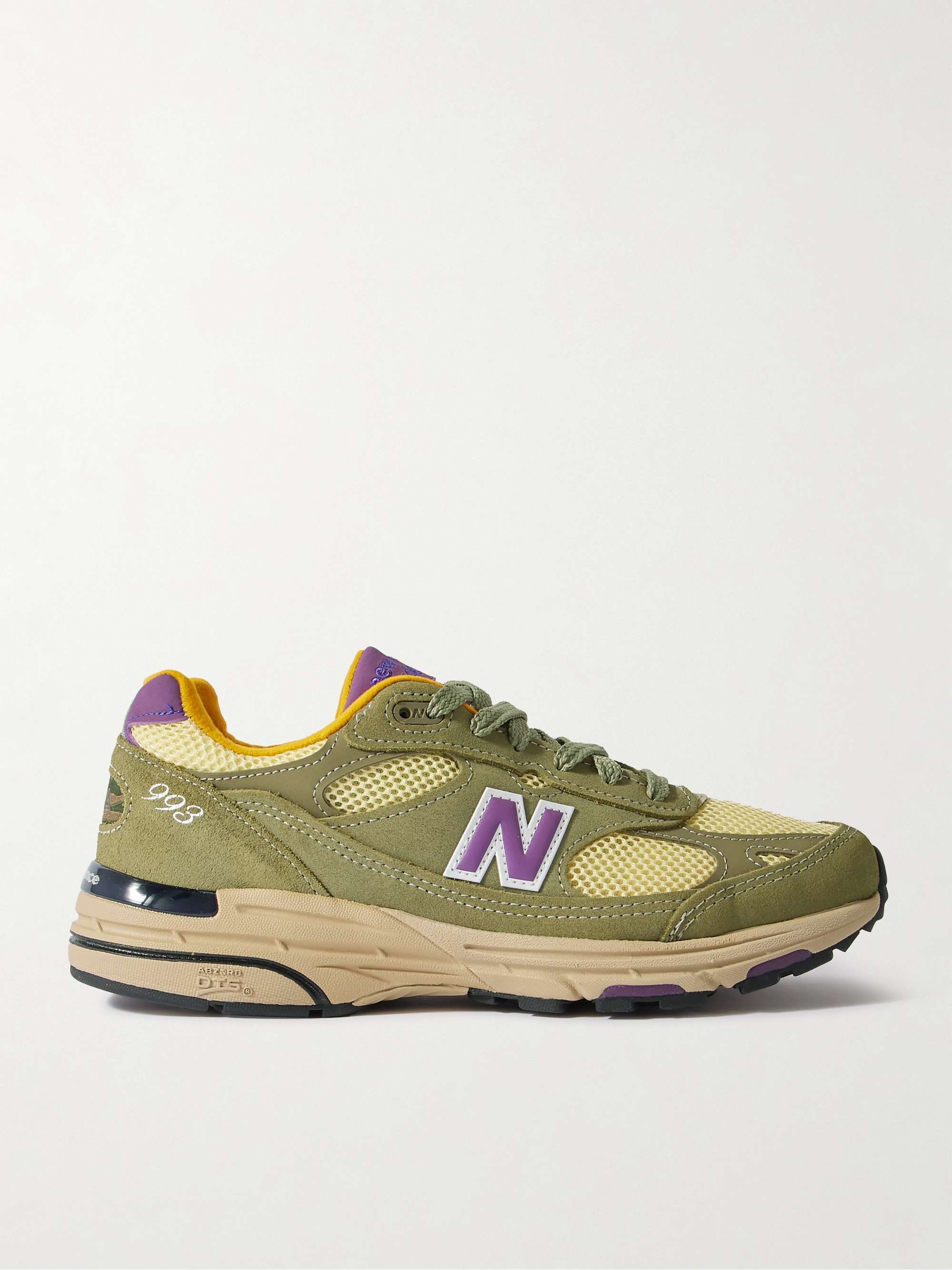 NEW BALANCE MiUs 993 leather trimmed suede and mesh sneakers NET A PORTER