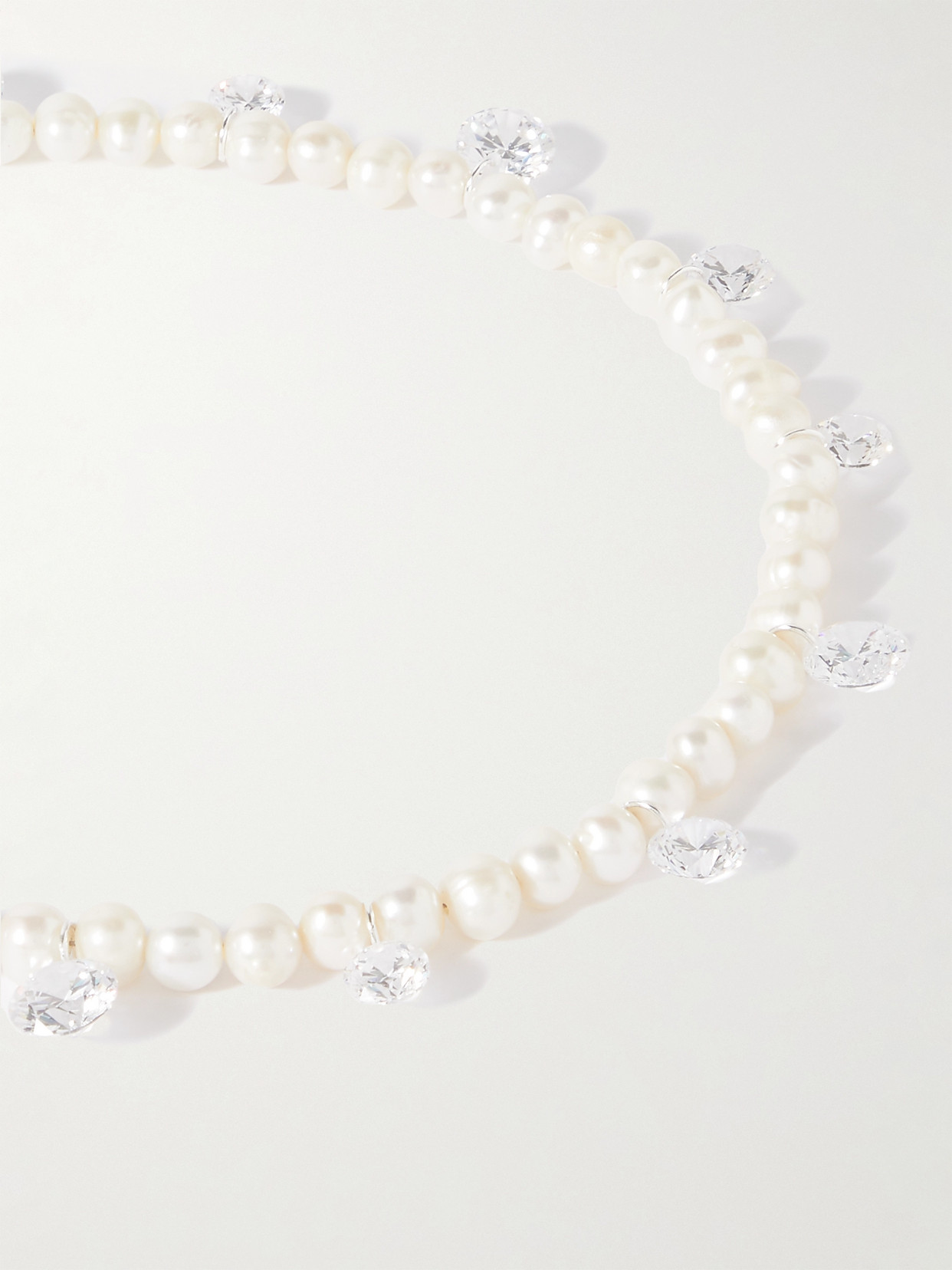 Completedworks Dreaming Awake Recycled Silver, Pearl And Cubic Zirconia Necklace In White