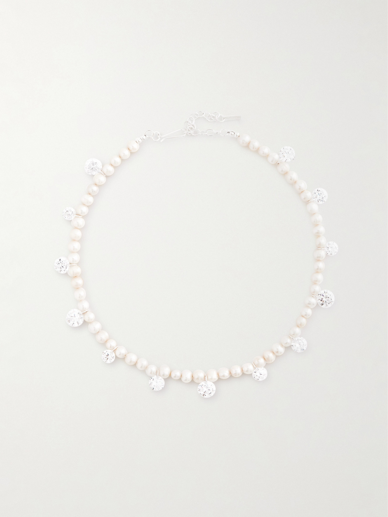 Completedworks Dreaming Awake Recycled Silver, Pearl And Cubic Zirconia Necklace In White