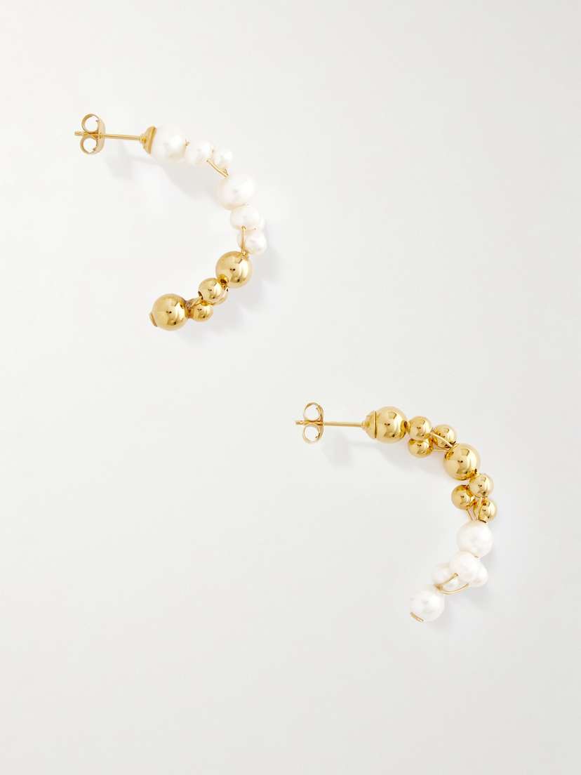 Completedworks Every Cloud Has A Silver Lining Gold Vermeil Pearl Hoop Earrings