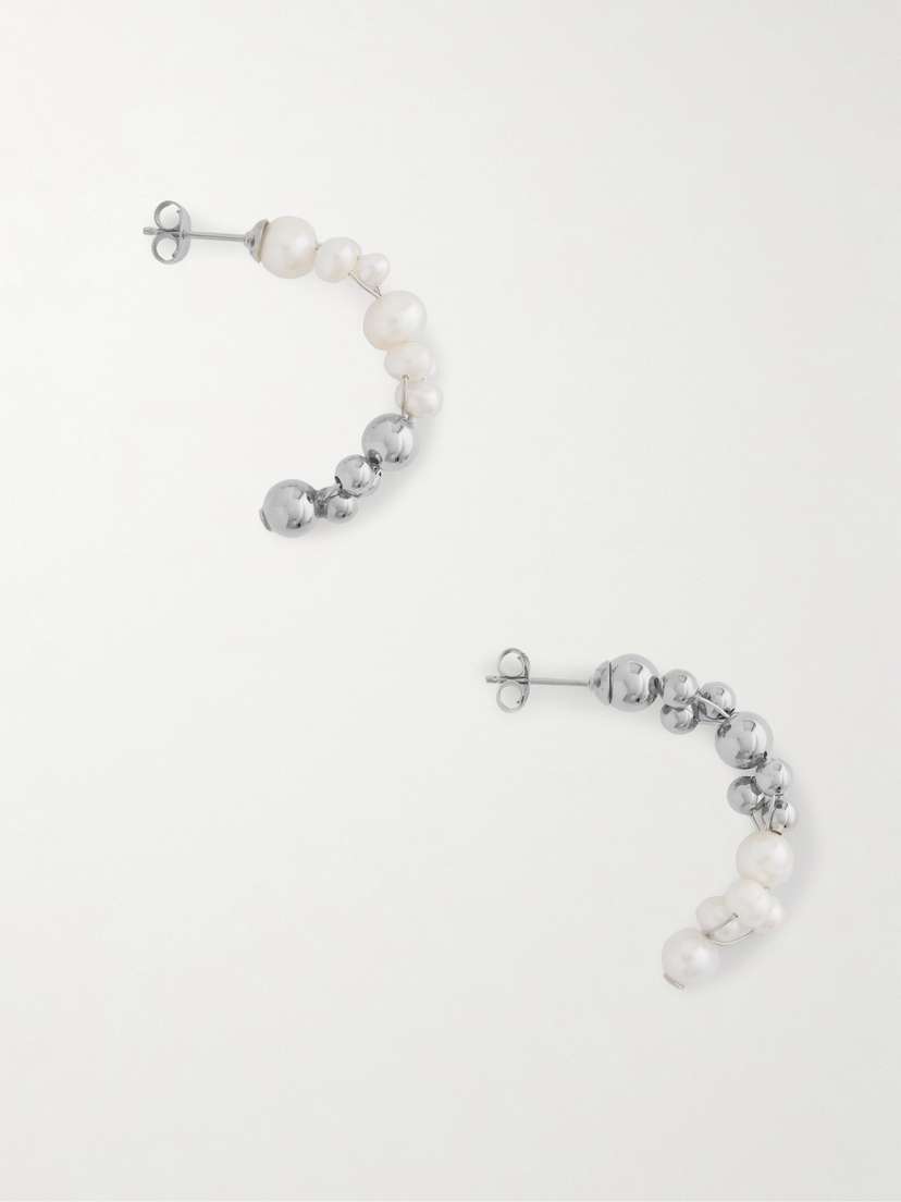 Completedworks Every Cloud Has A Silver Lining Silver-plated Pearl Hoop Earrings