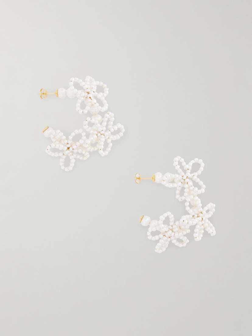 Completedworks Gold-plated Recycled Silver Pearl Hoop Earrings