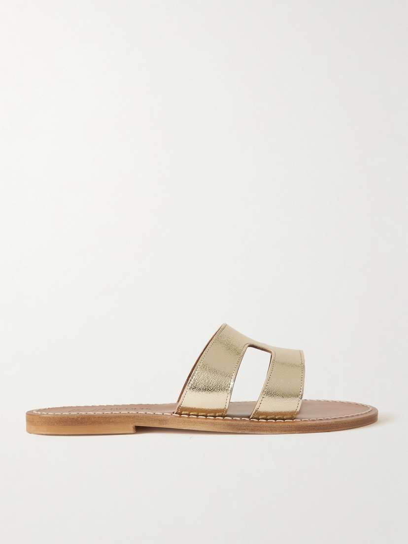 K Jacques St Tropez Menandre Cutout Metallic Leather Slides