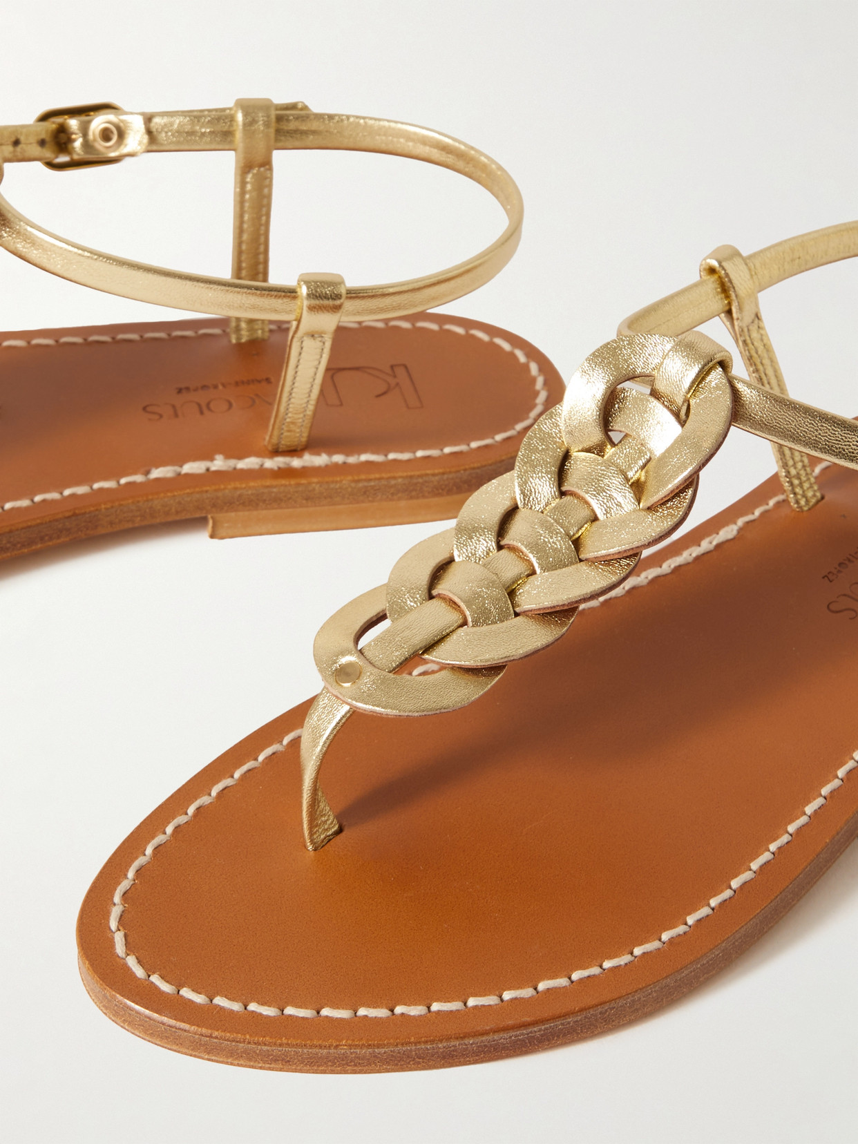 Kjacques Lemovis Woven Metallic Leather Sandals In Silver