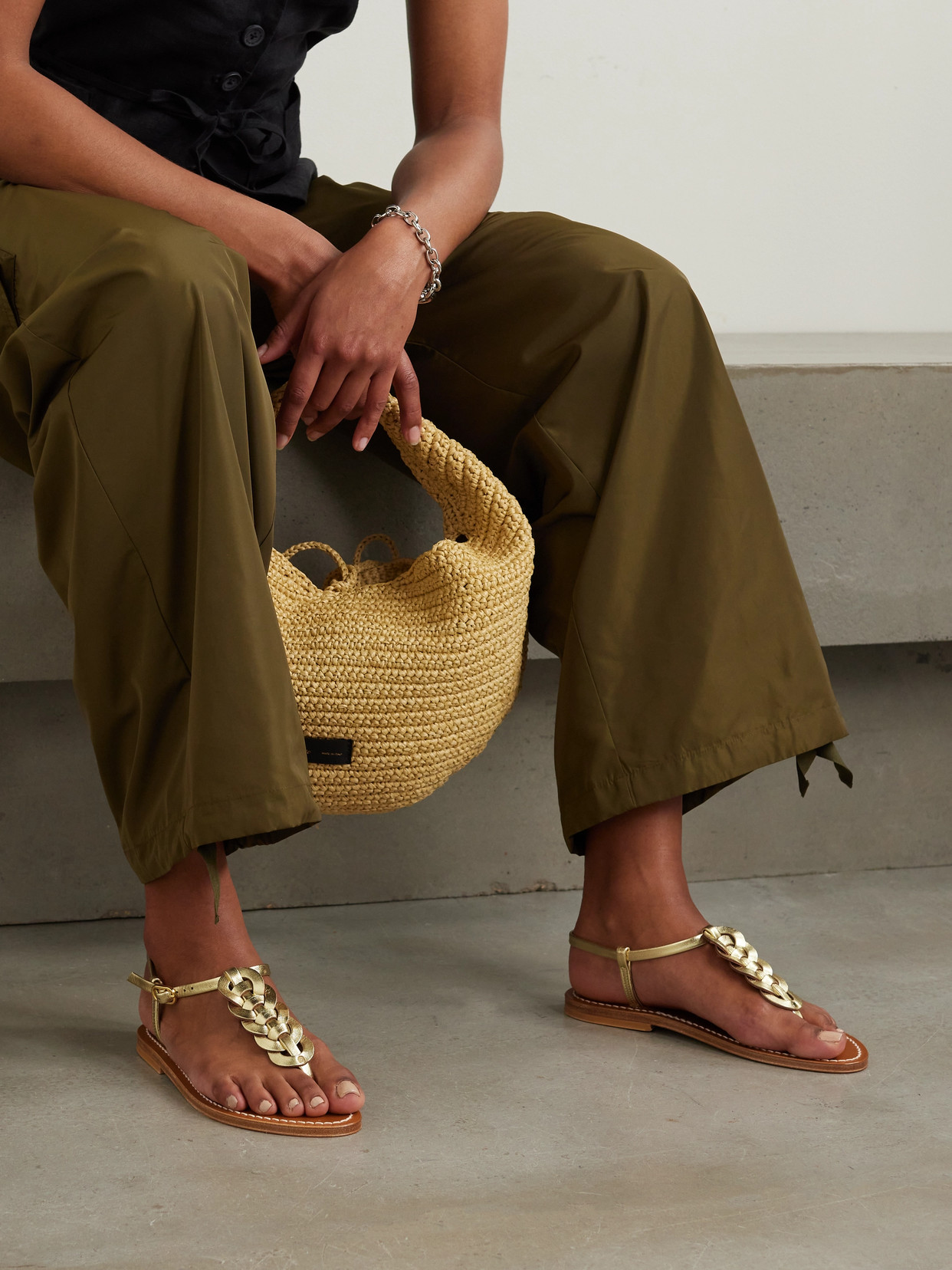Kjacques Lemovis Woven Metallic Leather Sandals In Silver