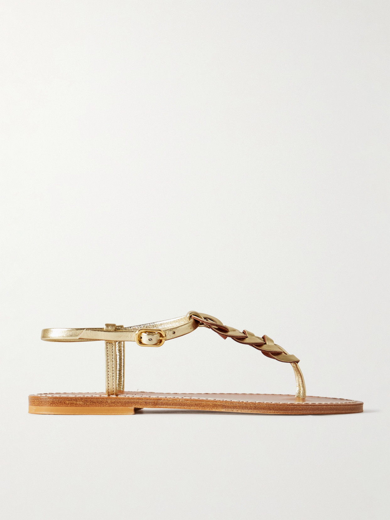 K Jacques St Tropez - Lemovis Woven Metallic Leather Sandals - Silver
