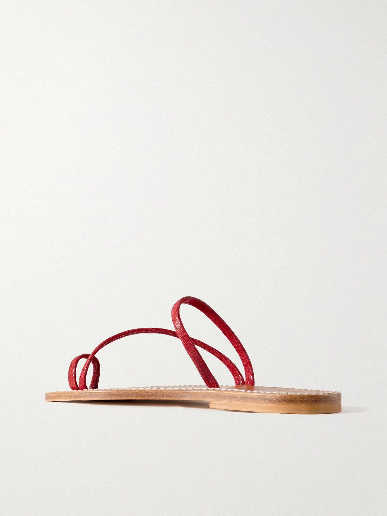 Kjacques Actium Lizard-effect Leather Sandals In Red
