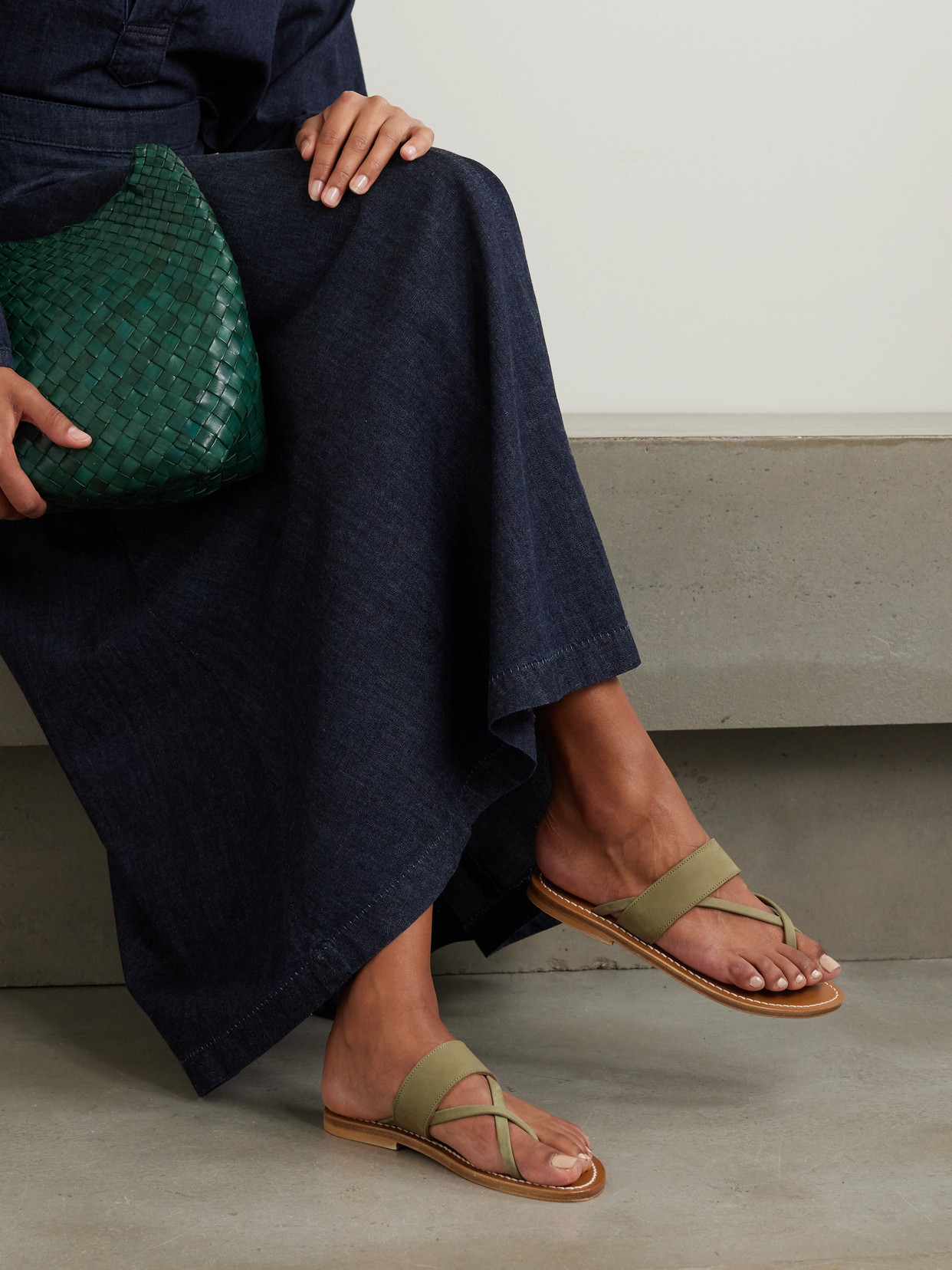 Kjacques Nehru Nubuck Sandals In Green