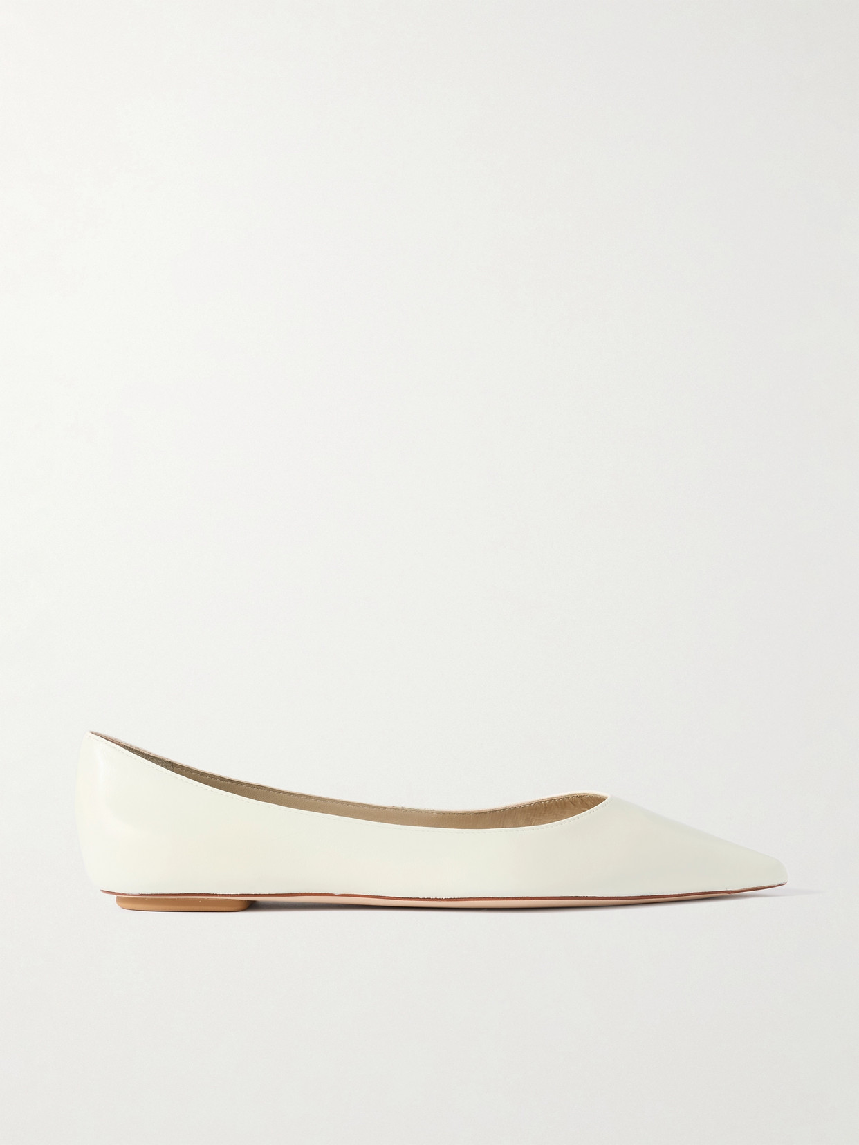 STUART WEITZMAN EMILIA LEATHER POINT-TOE BALLET FLATS