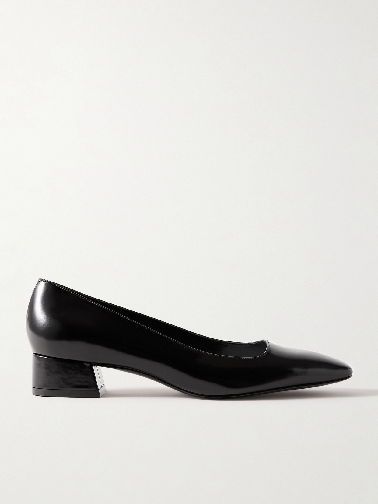 Stuart Weitzman Vera Glossed-leather Pumps In Black