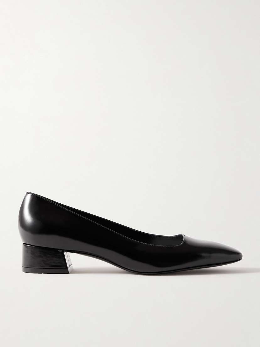 Stuart Weitzman Vera Glossed-leather Pumps