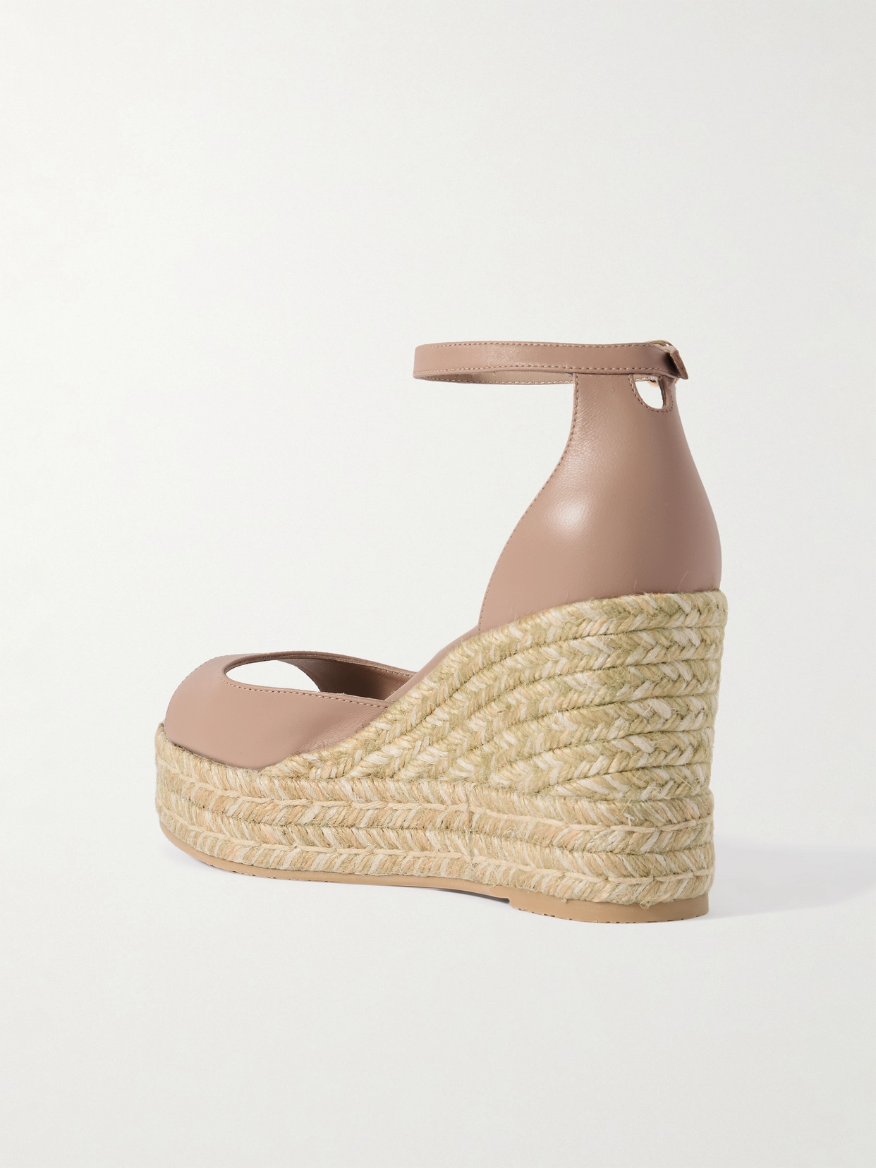 Shop Stuart Weitzman Nudistia Leather Espadrille Wedge Sandals In Neutrals