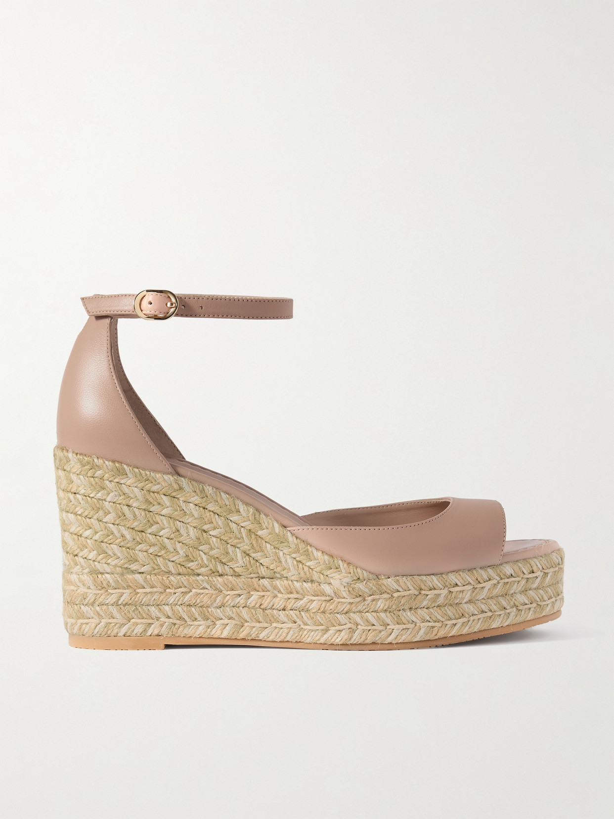 Stuart Weitzman Nudistia Leather Espadrille Wedge Sandals In Neutrals