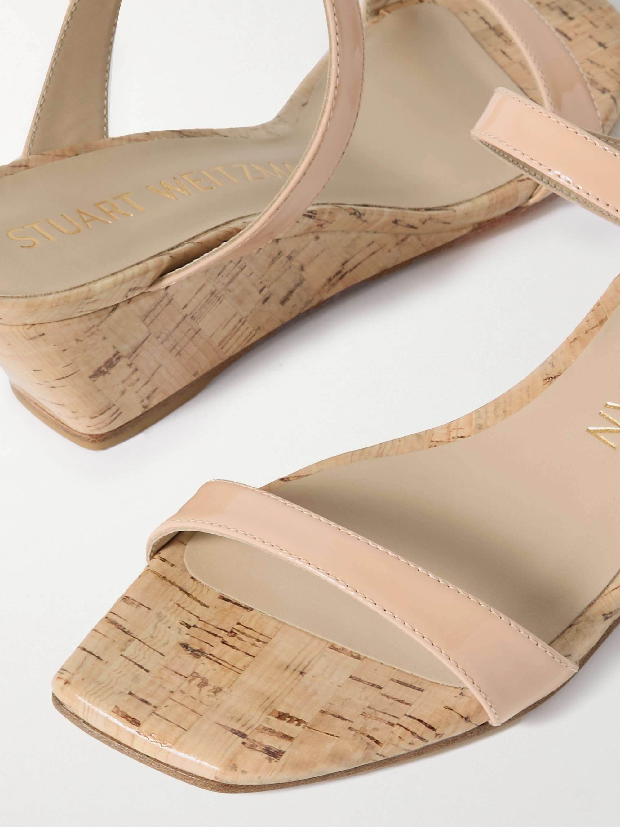 Aleena patent leather wedge sandals beige US5.5