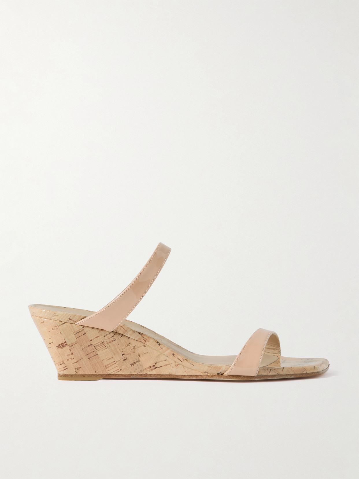 Stuart Weitzman Aleena Patent-leather Wedge Sandals In Neutrals