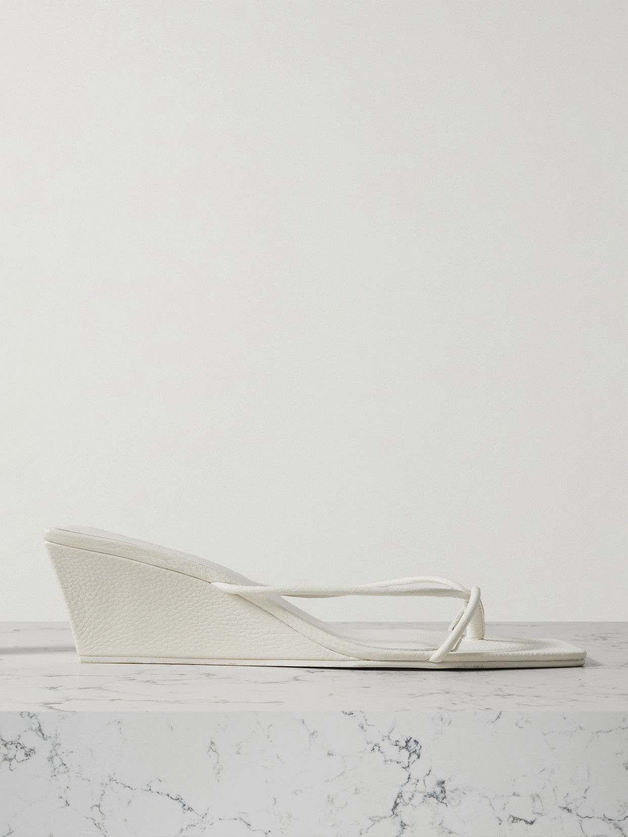 St Agni Leather Wedge Sandals In White