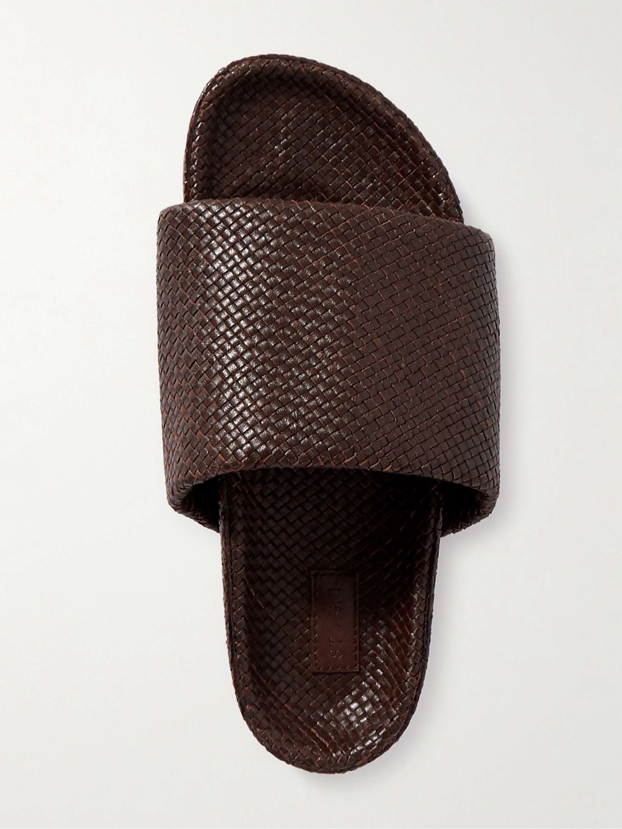 ST. AGNI Woven leather platform slides NETAPORTER