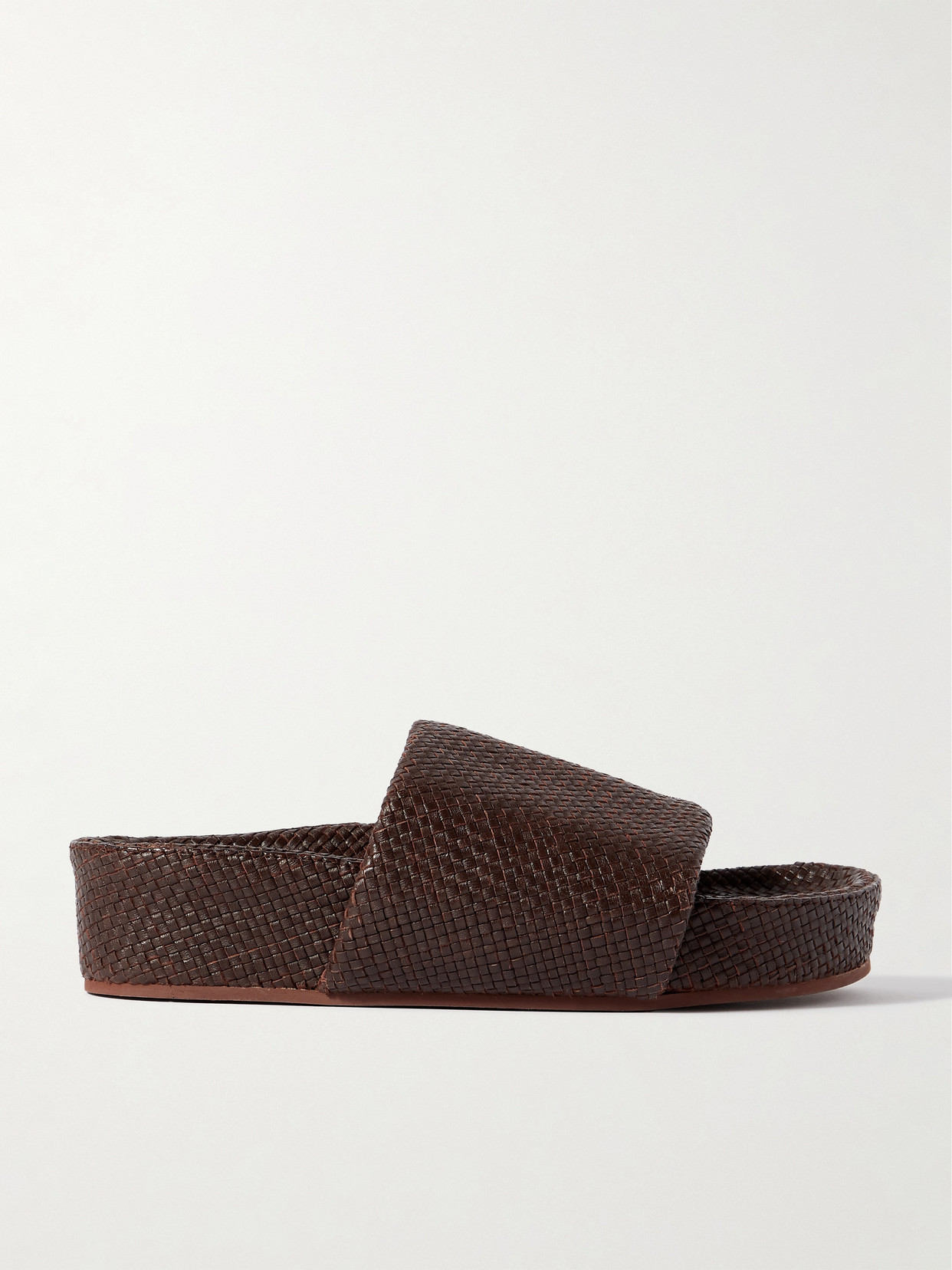 St Agni Woven Leather Platform Slides In Brown