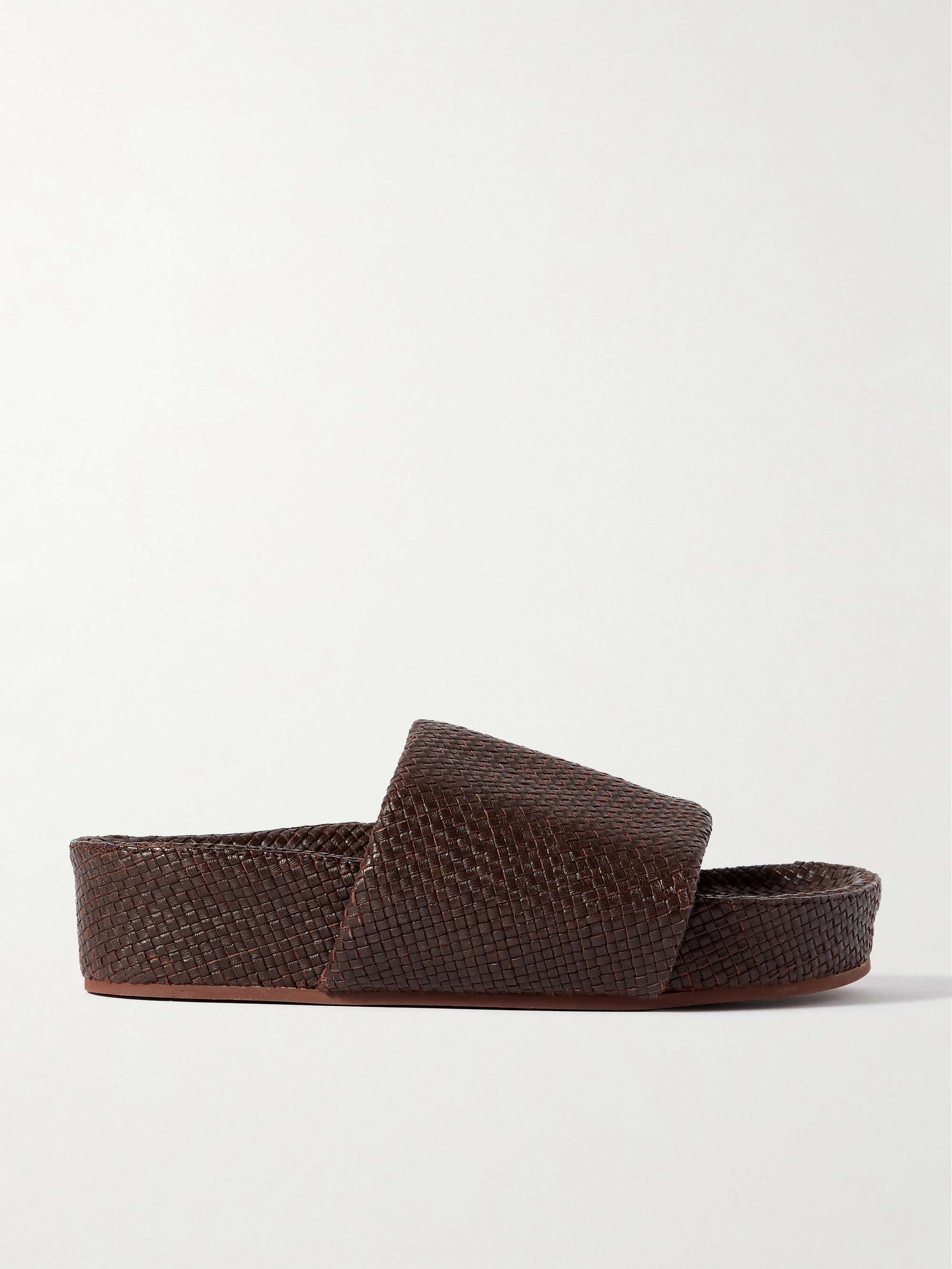 ST. AGNI Woven leather platform slides | NET-A-PORTER