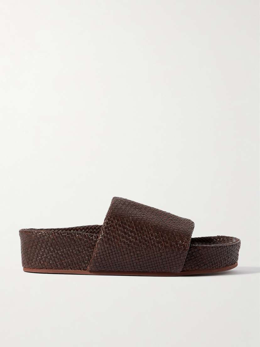 St. Agni Woven Leather Platform Slides