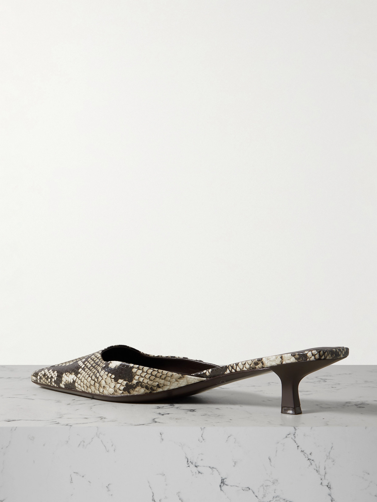 St Agni Mira Snake-effect Leather Mules In Gray