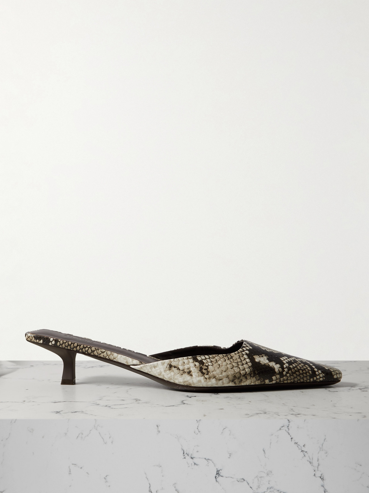 Shop St Agni Mira Snake-effect Leather Mules In Gray