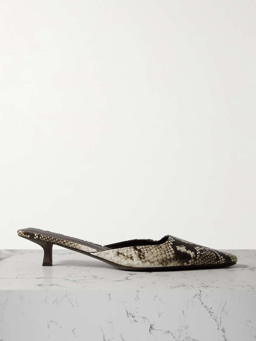 St. Agni Mira Snake-effect Leather Mules